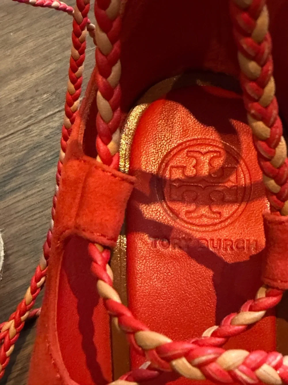 Tory Burch Red Suede Lace-Up Platform Heels - Picture 2 of 6